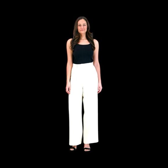 French Connection Women's Wide Leg Trouser Tan Size Large - Picture 4 of 10